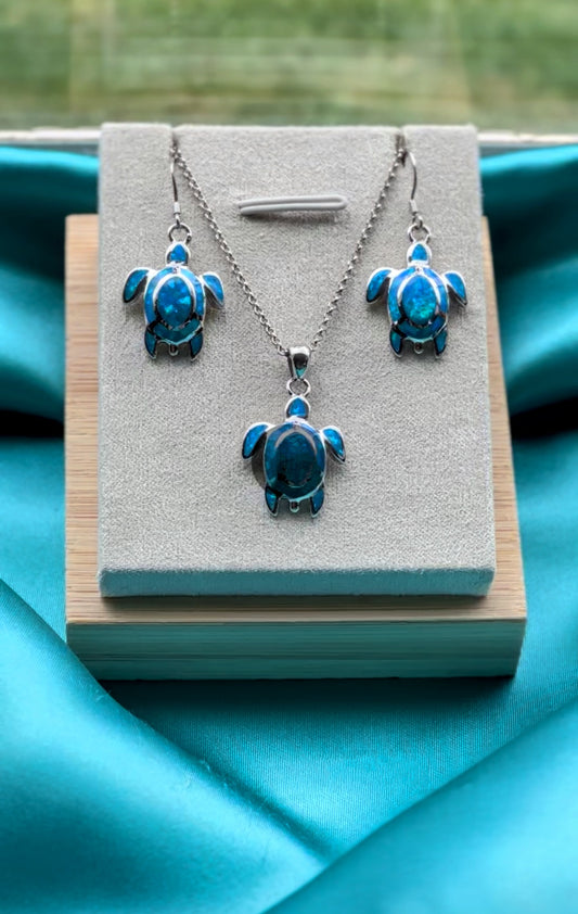 Australian Opal - Turtle Earring & Pendant Set