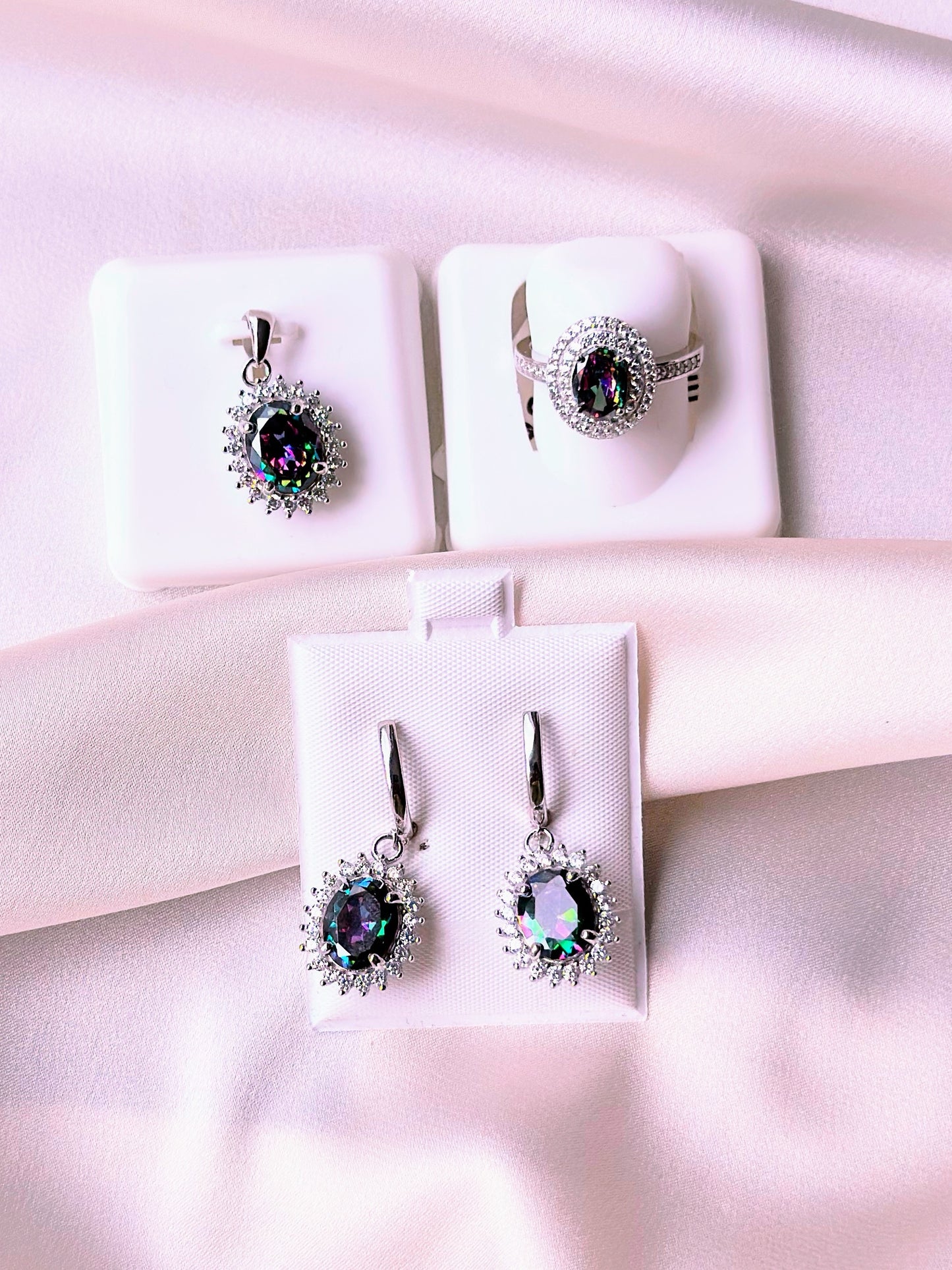 Mystic Topaz - Earring, Ring, Pendant Set