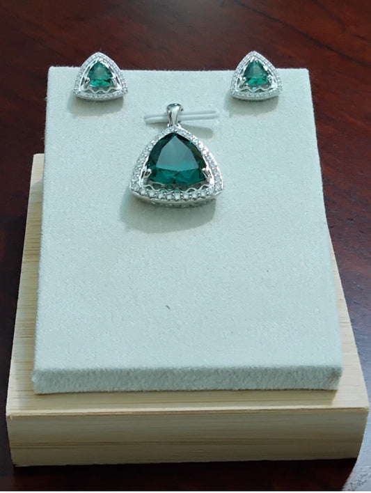 Paraiba Tourmaline - Trillion-cut Earring & Pendant Set